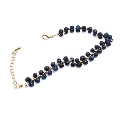 Alternate image for Polished 18k Gold-Accented Blue Tigers Eye Beaded Bracelet Night Splendor