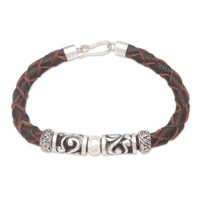Alternate image for Artisan Crafted Leather and Sterling Silver Bracelet Uluwatu Ocean