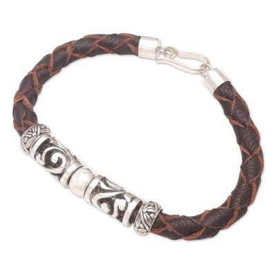 Alternate image for Artisan Crafted Leather and Sterling Silver Bracelet Uluwatu Ocean