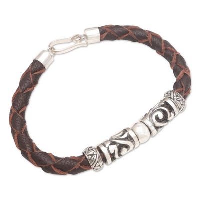 Alternate image for Artisan Crafted Leather and Sterling Silver Bracelet Uluwatu Ocean