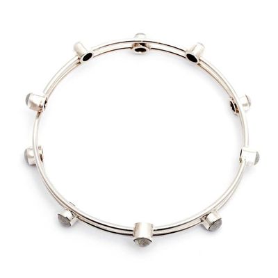 Alternate image for Sterling Silver Rainbow Moonstone Bracelet Indonesia Orchid Twist in White