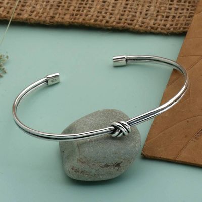 Primary image for Balinese Polished and Oxidized Sterling Silver Cuff Bracelet Personal Knot