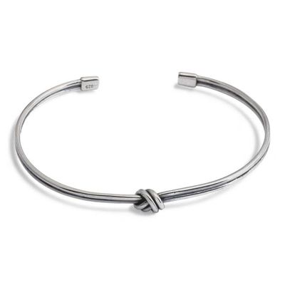 Alternate image for Balinese Polished and Oxidized Sterling Silver Cuff Bracelet Personal Knot