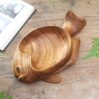 Alternate image for Artisan Carved Wood Fish Catchall Faithful Fish