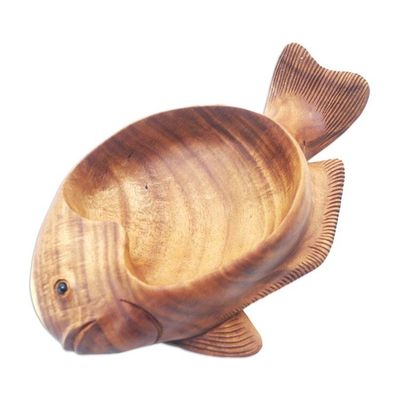 Alternate image for Artisan Carved Wood Fish Catchall Faithful Fish