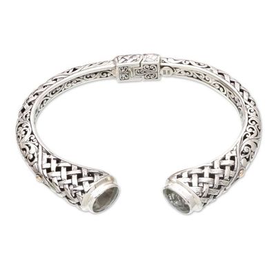 Alternate image for Sterling Silver Cuff Bracelet with Faceted Prasiolite Stones Luminous Heritage