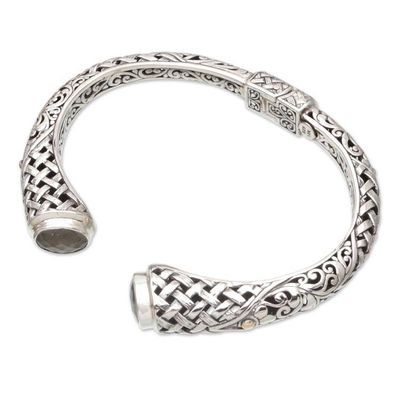 Alternate image for Sterling Silver Cuff Bracelet with Faceted Prasiolite Stones Luminous Heritage