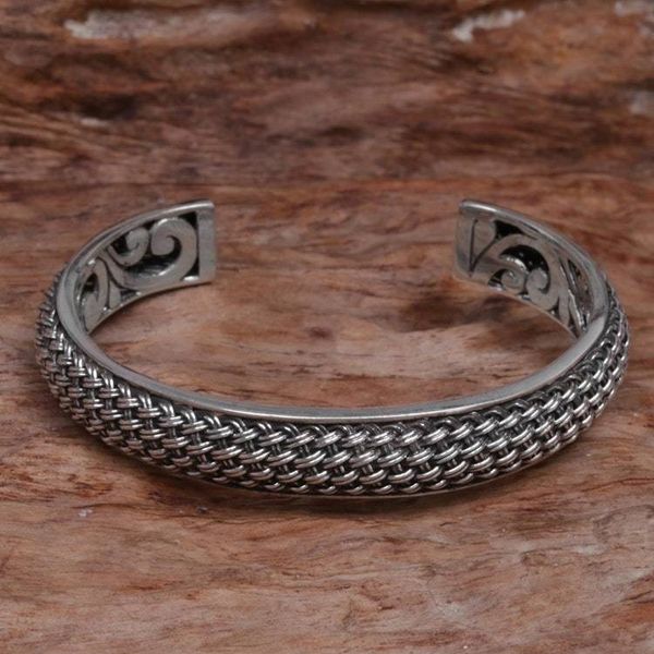 Alternate image for Hand Crafted Sterling Silver Cuff Bracelet from Indonesia Woven Chains