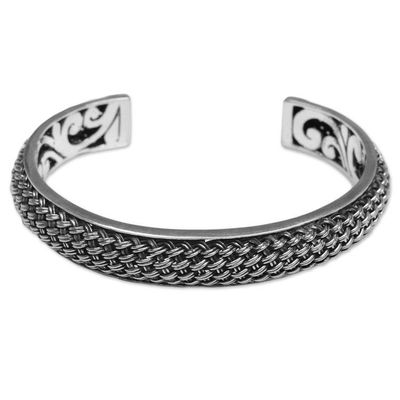 Alternate image for Hand Crafted Sterling Silver Cuff Bracelet from Indonesia Woven Chains