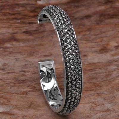 Alternate image for Hand Crafted Sterling Silver Cuff Bracelet from Indonesia Woven Chains