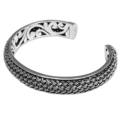Alternate image for Hand Crafted Sterling Silver Cuff Bracelet from Indonesia Woven Chains