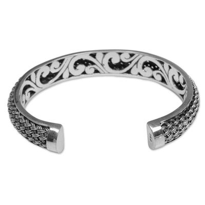 Alternate image for Hand Crafted Sterling Silver Cuff Bracelet from Indonesia Woven Chains