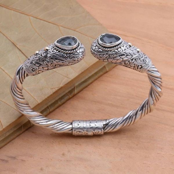 Alternate image for Gold-Accented Prasiolite Cuff Bracelet from Bali Twin Tears