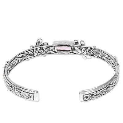 Alternate image for Handcrafted Sterling Silver and Amethyst Cuff Bracelet Amid the Dragonflies