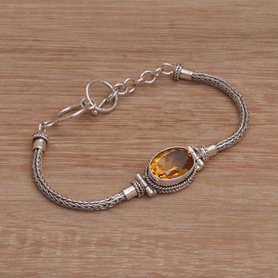 Primary image for Sterling Silver Citrine Pendant Bracelet Center Stage in Yellow
