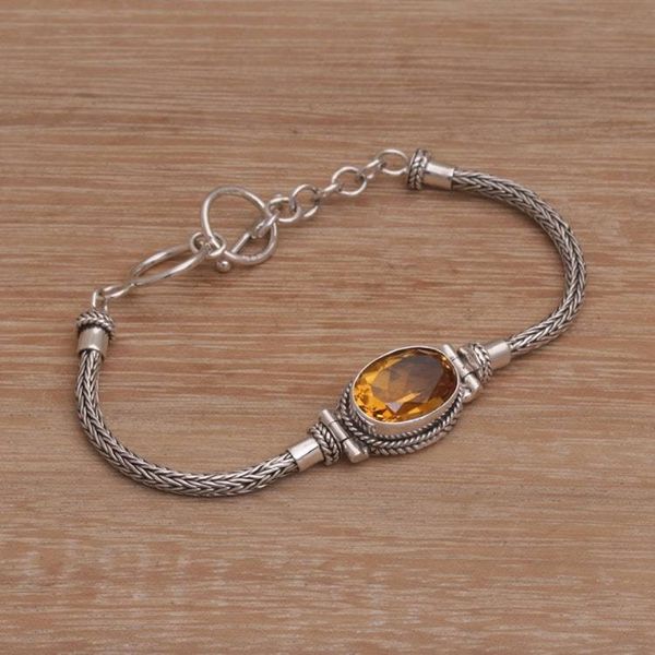Alternate image for Sterling Silver Citrine Pendant Bracelet Center Stage in Yellow