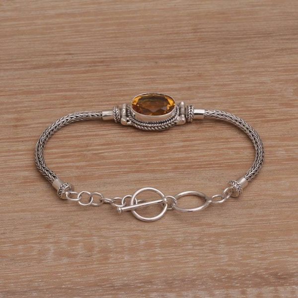 Alternate image for Sterling Silver Citrine Pendant Bracelet Center Stage in Yellow