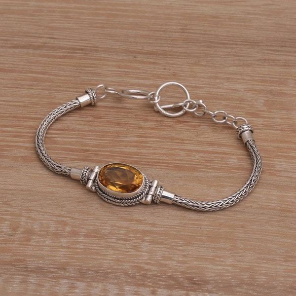 Alternate image for Sterling Silver Citrine Pendant Bracelet Center Stage in Yellow