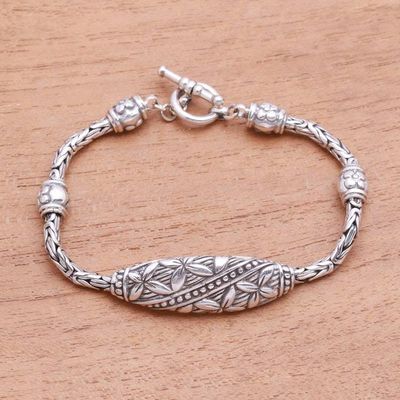 Primary image for Floral Sterling Silver Pendant Bracelet from Bali Flower Panel