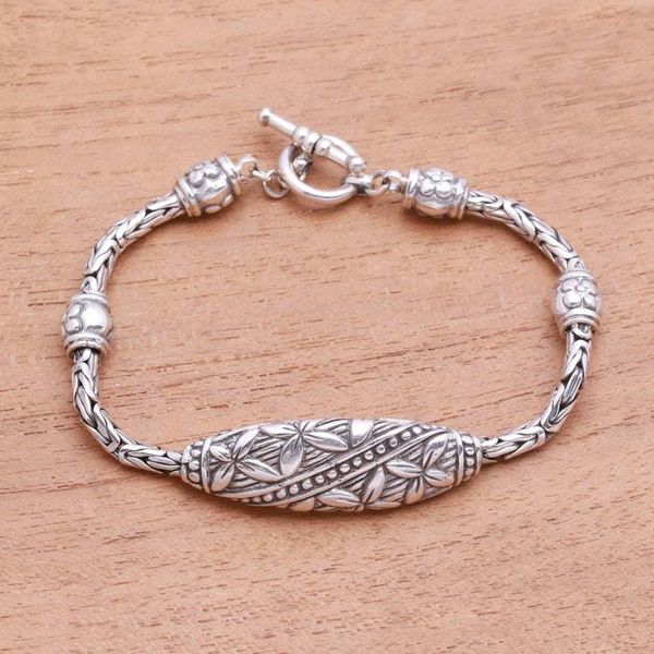 Alternate image for Floral Sterling Silver Pendant Bracelet from Bali Flower Panel