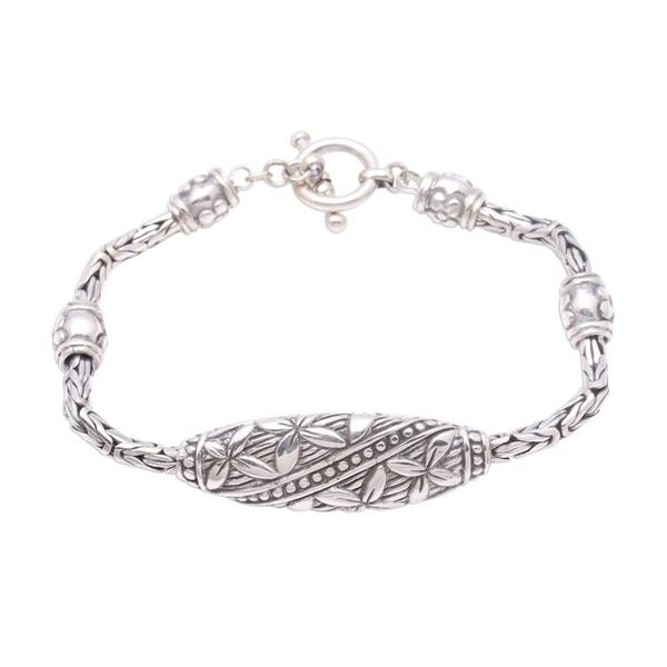 Alternate image for Floral Sterling Silver Pendant Bracelet from Bali Flower Panel