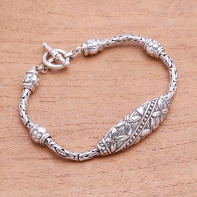 Alternate image for Floral Sterling Silver Pendant Bracelet from Bali Flower Panel