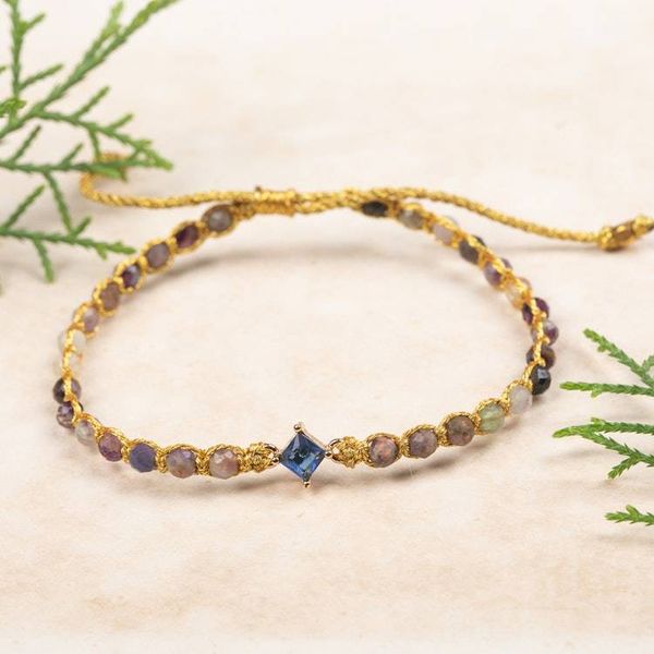 Alternate image for Handmade Gold-Accented Tourmaline Recycled Glass Bracelet Be Daring