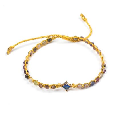 Alternate image for Handmade Gold-Accented Tourmaline Recycled Glass Bracelet Be Daring
