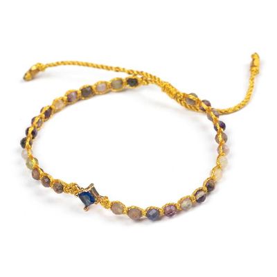 Alternate image for Handmade Gold-Accented Tourmaline Recycled Glass Bracelet Be Daring