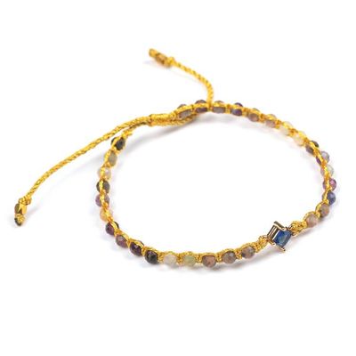 Alternate image for Handmade Gold-Accented Tourmaline Recycled Glass Bracelet Be Daring