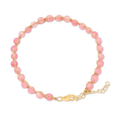 Alternate image for Pink Quartz Bracelet with Gold Plated Clasp Pink and Gold