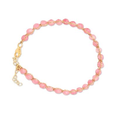 Alternate image for Pink Quartz Bracelet with Gold Plated Clasp Pink and Gold