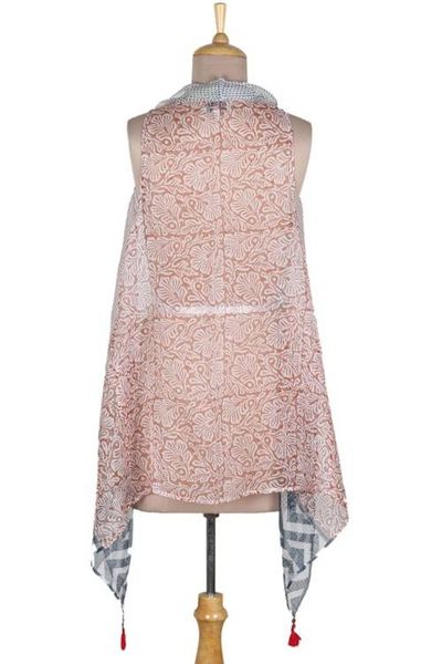 Alternate image for Block Printed Cotton Silk Blend Vest Mumbai Joy
