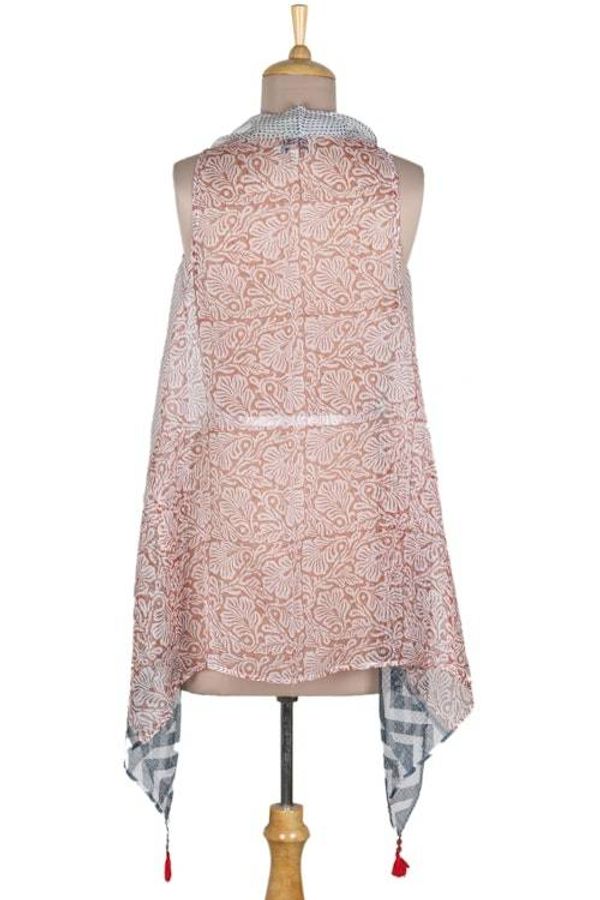 Alternate image for Block Printed Cotton Silk Blend Vest Mumbai Joy
