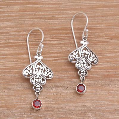 Alternate image for Sterling Silver Tumbling Heart Garnet Dangle Earrings Tumbling Hearts