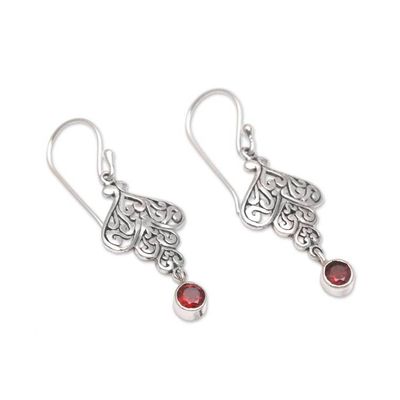 Alternate image for Sterling Silver Tumbling Heart Garnet Dangle Earrings Tumbling Hearts