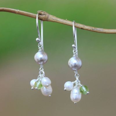 Primary image for Cultured Pearl and Peridot Cluster Dangle Earrings from Bali Snow Drops