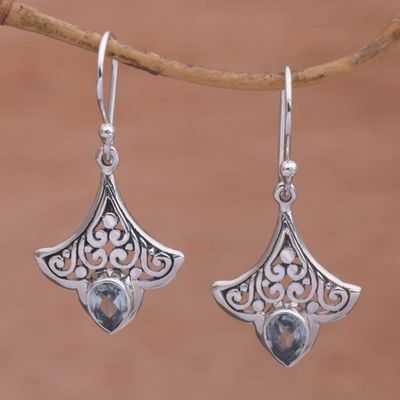 Primary image for Balinese Blue Topaz and Sterling Silver Dangle Earrings Glacial Crown