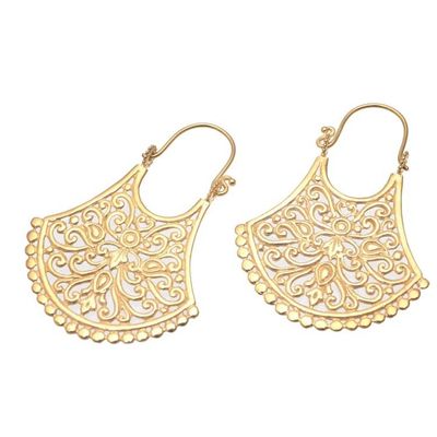 Alternate image for Openwork 18k Gold Plated Brass Drop Earrings from Bali Alam Bali