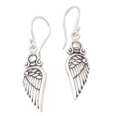 Alternate image for Wing-Shaped Sterling Silver Dangle Earrings from Bali Flirty Wings