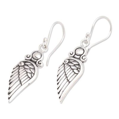 Alternate image for Wing-Shaped Sterling Silver Dangle Earrings from Bali Flirty Wings