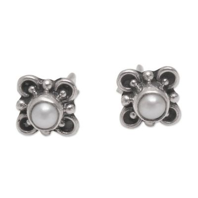 Alternate image for Loop Motif Cultured Pearl Stud Earrings from Bali Cute Glow
