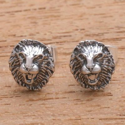 Primary image for Sterling Silver Lion Stud Earrings from Bali Lion Mane