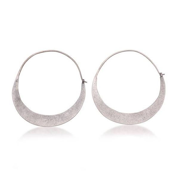 Alternate image for Modern Sterling Silver Hoop Earrings from Bali Crescent Soul