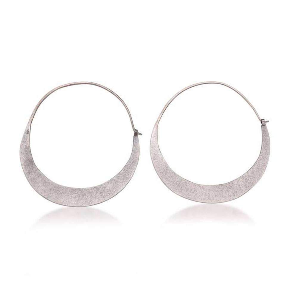 Modern Sterling Silver Hoop Earrings from Bali 'Crescent Soul'