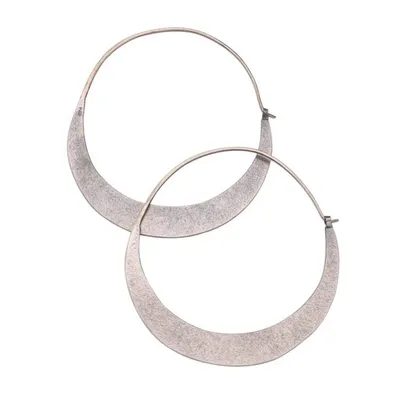 Alternate image for Modern Sterling Silver Hoop Earrings from Bali Crescent Soul