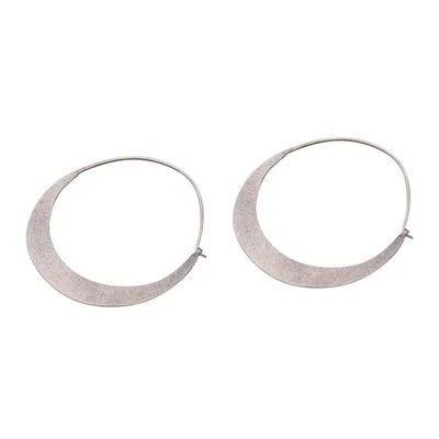 Alternate image for Modern Sterling Silver Hoop Earrings from Bali Crescent Soul