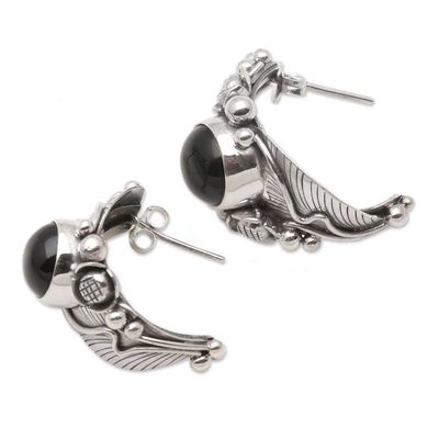 Alternate image for Nature-Themed Onyx Half-Hoop Earrings Bountiful Garden