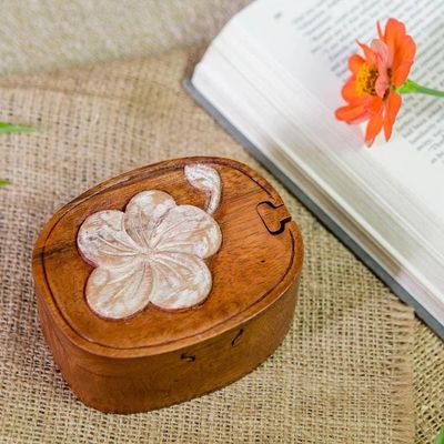 Primary image for Hand-Painted Suar Wood Puzzle Box Soft Frangipani