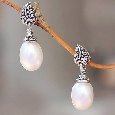 Primary image for Buddhas Curl Cultured Pearl Dangle Earrings from Bali Classic Buddhas Curl